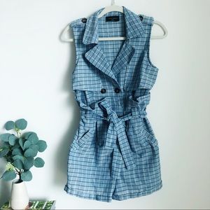 ALPHA & OMEGA Elise Checkered Short Romper S